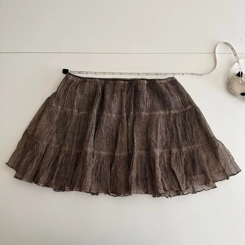 handmade gold shimmer circle ruffled mini skirt - Picture 5 of 11
